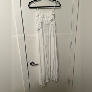 Zara White Ruffle Sleeveless Dress – Size Small